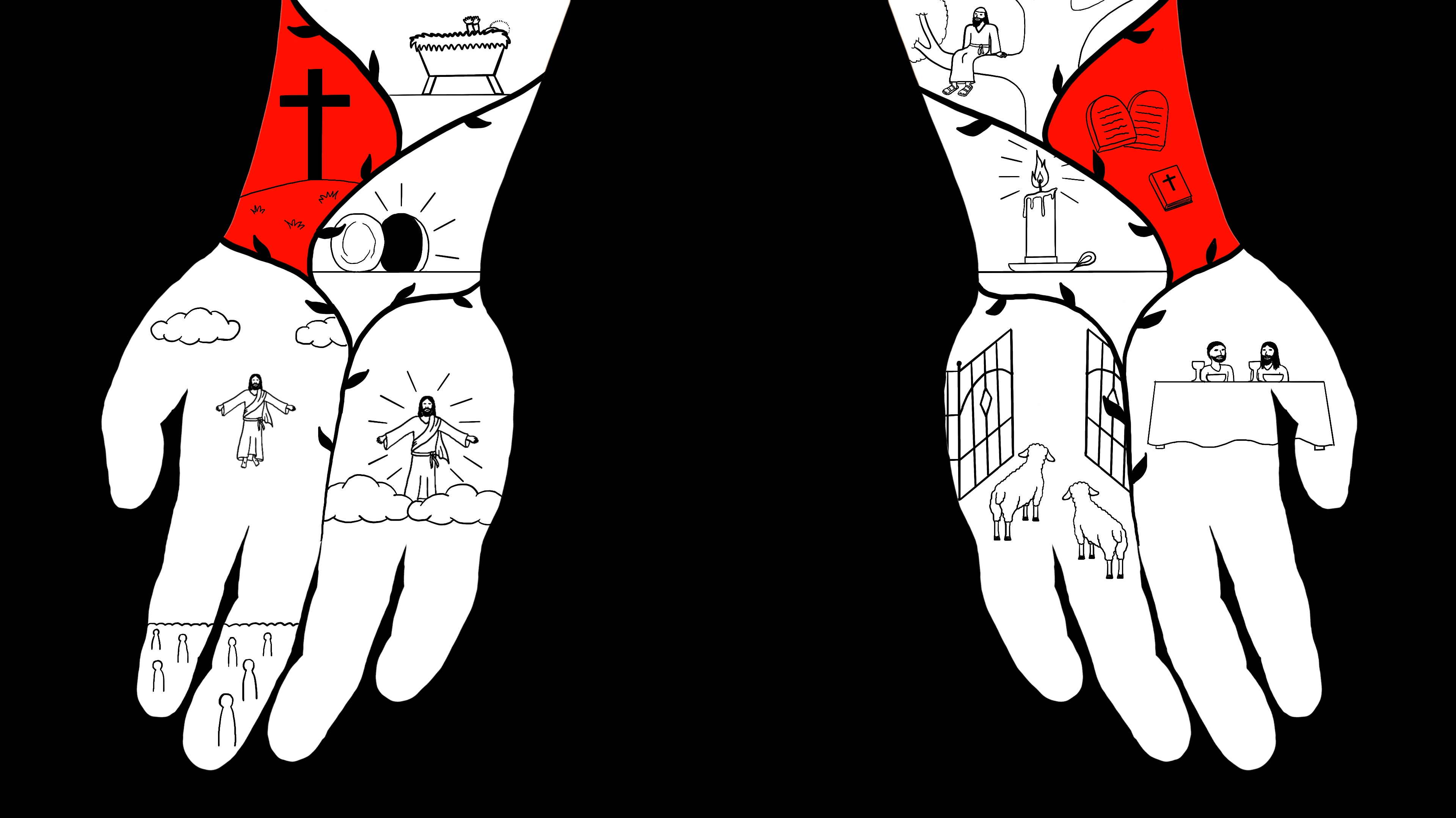A collection of four drawings of curved lines, each drawing more complicated than the last